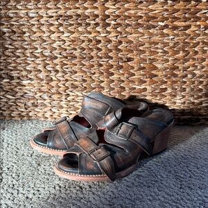 Freebird Brown Leather Heeled Sandals